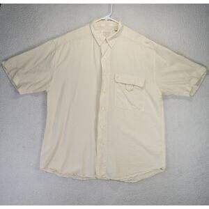 Porcini By Brigata Silk Shirt Mens L Short Sleeve Button Up Beach Vacation